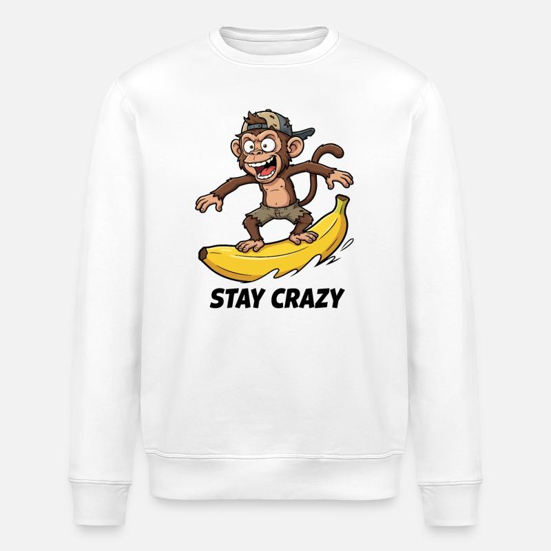 Bananen-Surf-Affe - Stanley/Stella Unisex Bio-Sweatshirt ROLLER - Weiß