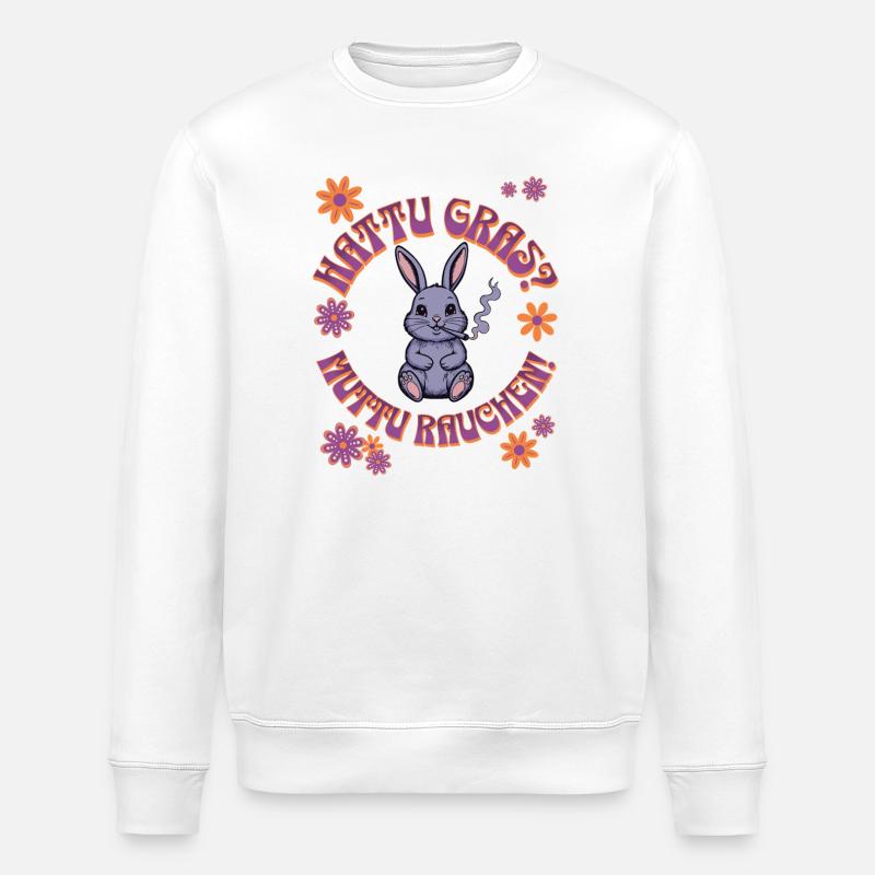 Canabis Rabbit - Hattu Grass? - Stanley/Stella ROLLER Unisex Organic Sweatshirt - white