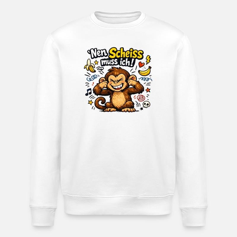 Nen Scheiss muss ich Affe - Stanley/Stella Unisex Bio-Sweatshirt ROLLER - Weiß