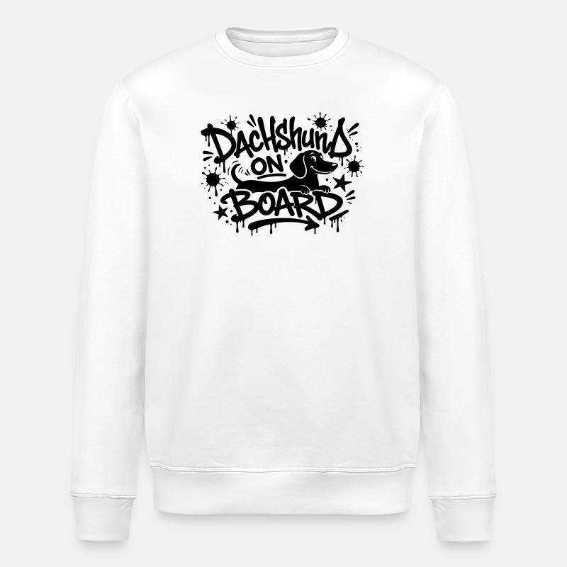 Motif teckel à bord - Sweat bio ROLLER Stanley/Stella Unisexe - blanc