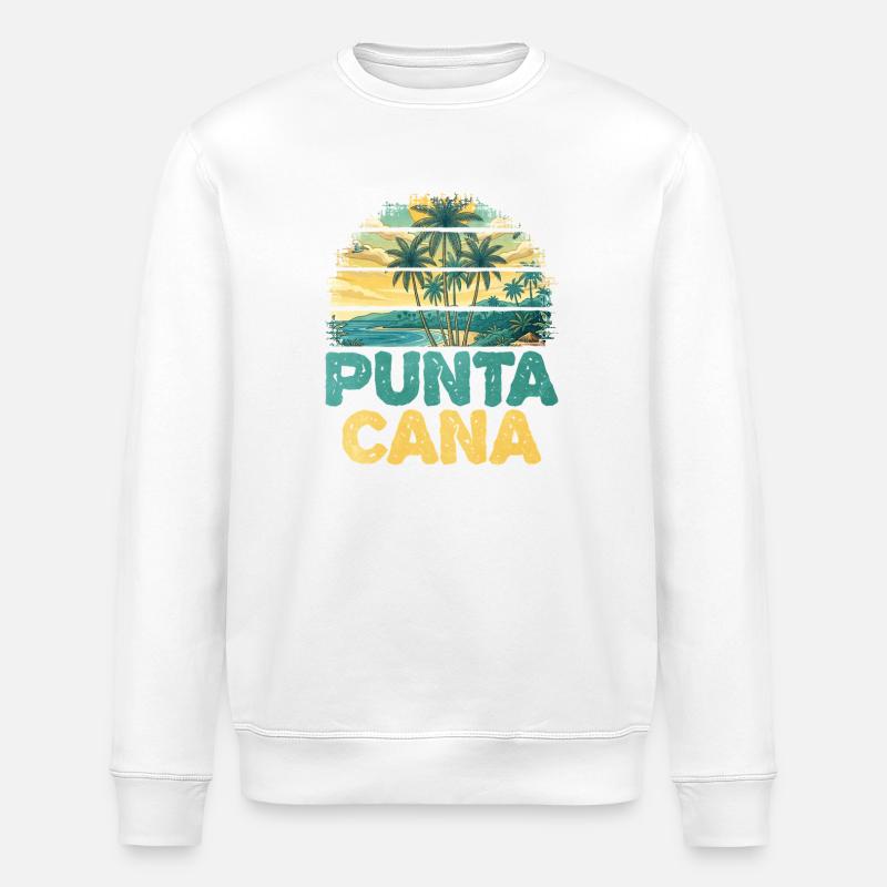Punta Cana Tropical Beach Artwork - Stanley/Stella ROLLER Unisex Organic Sweatshirt - white