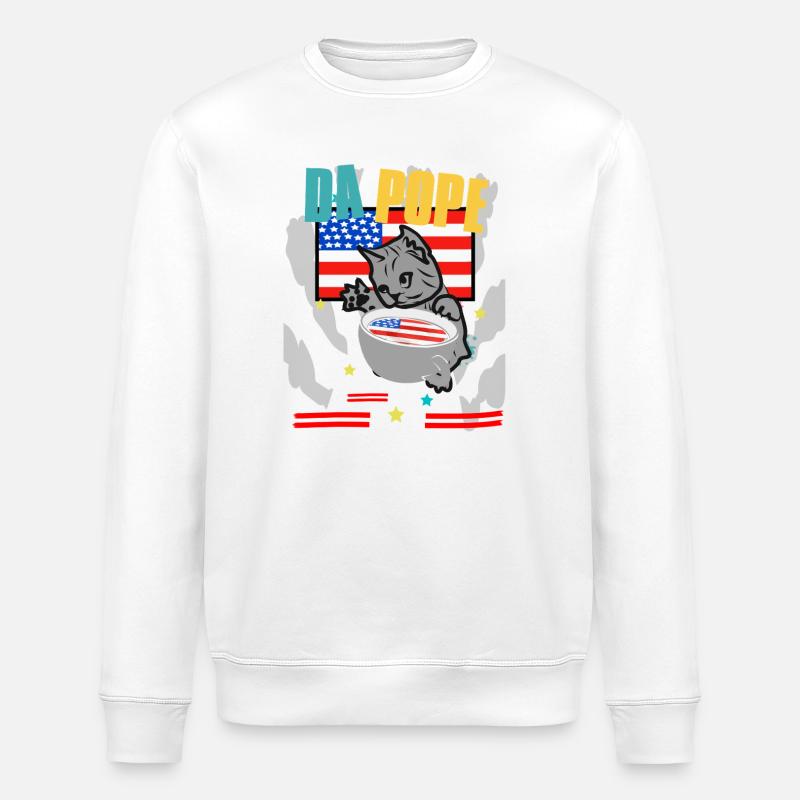 Da pape Cool cat American Flag - Sweat bio ROLLER Stanley/Stella Unisexe - blanc