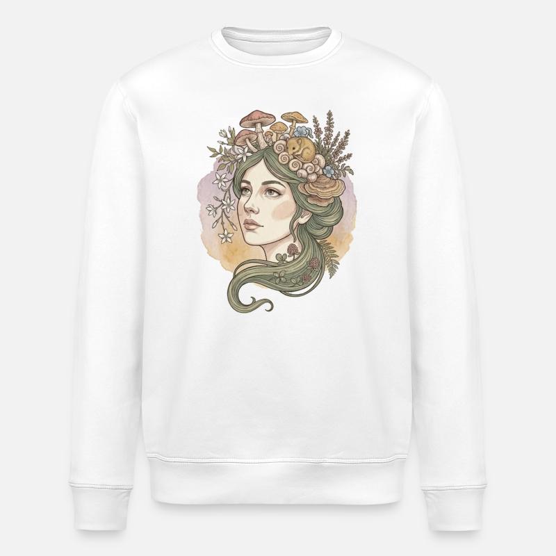 Déesse des champignons et des fleurs - Sweat bio ROLLER Stanley/Stella Unisexe - blanc