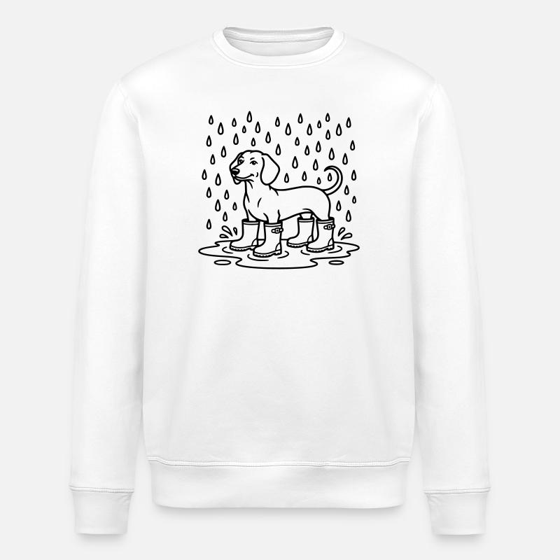 dackel im regen witzig gummistiefel - Stanley/Stella Unisex Bio-Sweatshirt ROLLER - Weiß