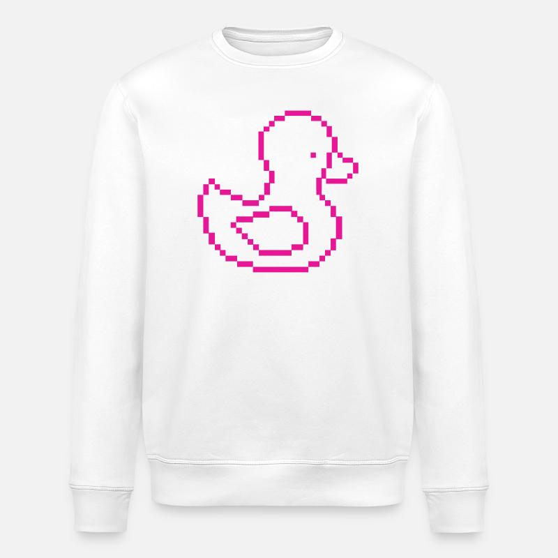 Pixel Duck Pink Pattern - Stanley/Stella ROLLER Unisex Organic Sweatshirt - white