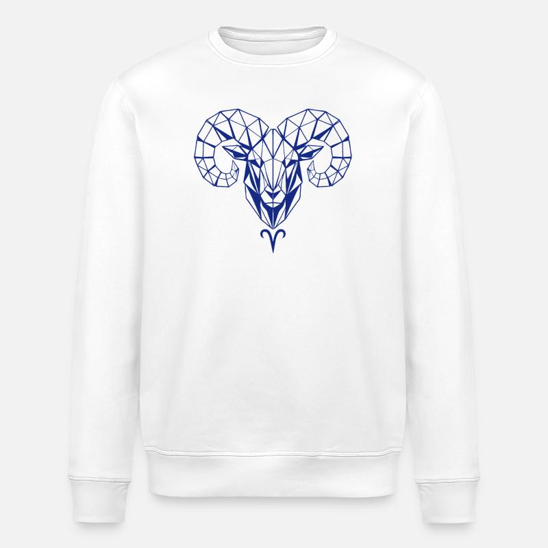 Geometric ram's head polygon - Stanley/Stella ROLLER Unisex Organic Sweatshirt - white