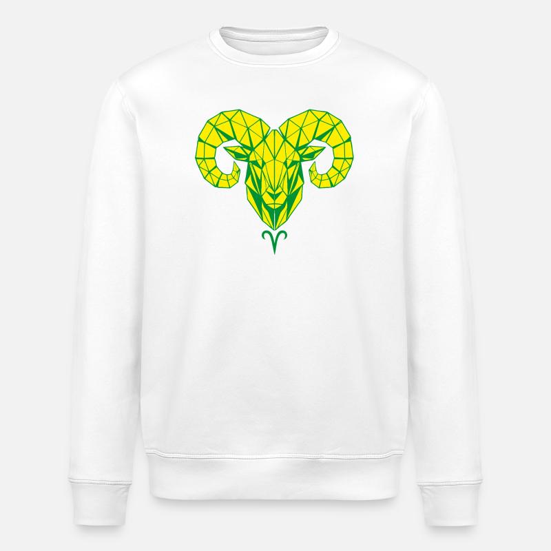 Tête géométrique de bélier jaune-vert - Sweat bio ROLLER Stanley/Stella Unisexe - blanc