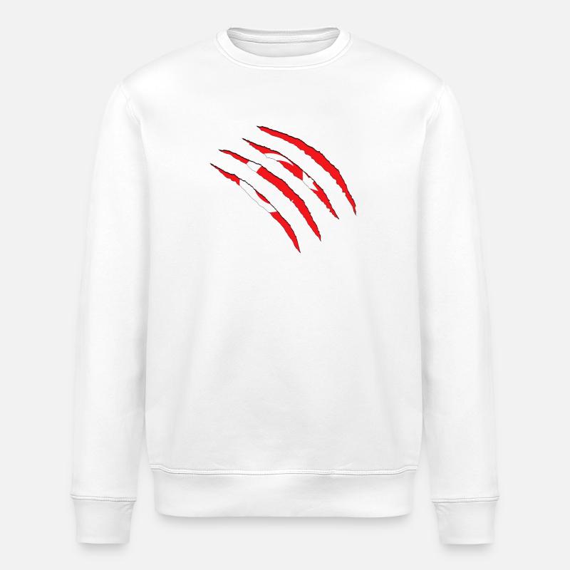 Turkey Flag Red Claws Over Circle - Stanley/Stella ROLLER Unisex Organic Sweatshirt - white
