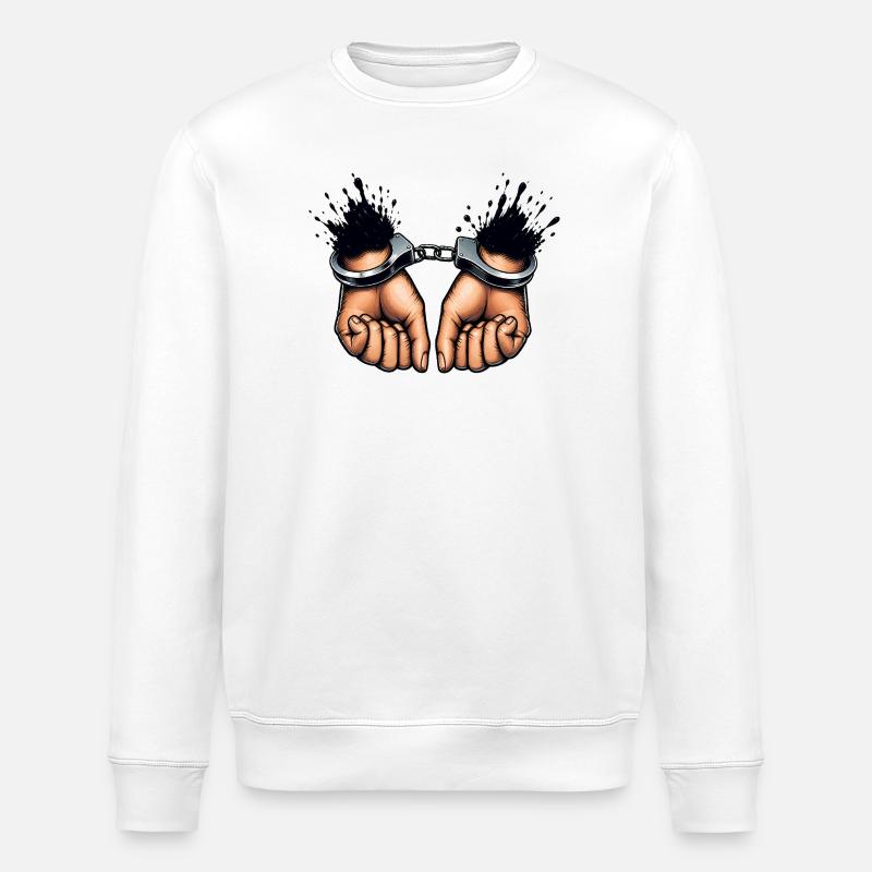 Bound Hands Rebellion Design - Stanley/Stella ROLLER Unisex Organic Sweatshirt - white
