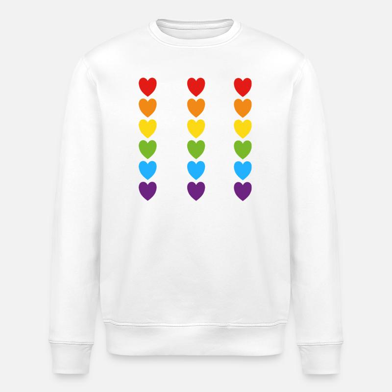 Pride Rainbow Hearts - Stanley/Stella ROLLER Unisex Organic Sweatshirt - white