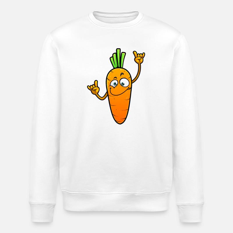 Cheerful Cartoon Carrot with Wink - Stanley/Stella ROLLER Unisex Organic Sweatshirt - white