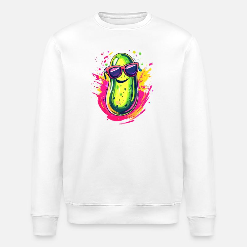 Cool cucumber with sunglasses - Stanley/Stella ROLLER Unisex Organic Sweatshirt - white