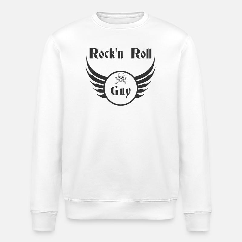 Guy Rock and Roll Skull Wings - Stanley/Stella Unisex Bio-Sweatshirt ROLLER - Weiß