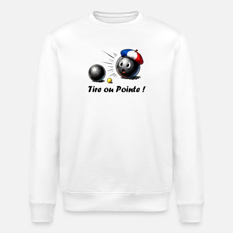 Boule de pétanque Français avec Béret - Sweat bio ROLLER Stanley/Stella Unisexe - blanc