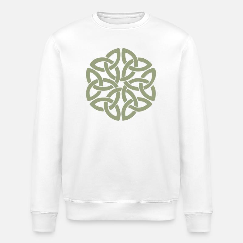 Circular Celtic Knot Interlace - Stanley/Stella ROLLER Unisex Organic Sweatshirt - white