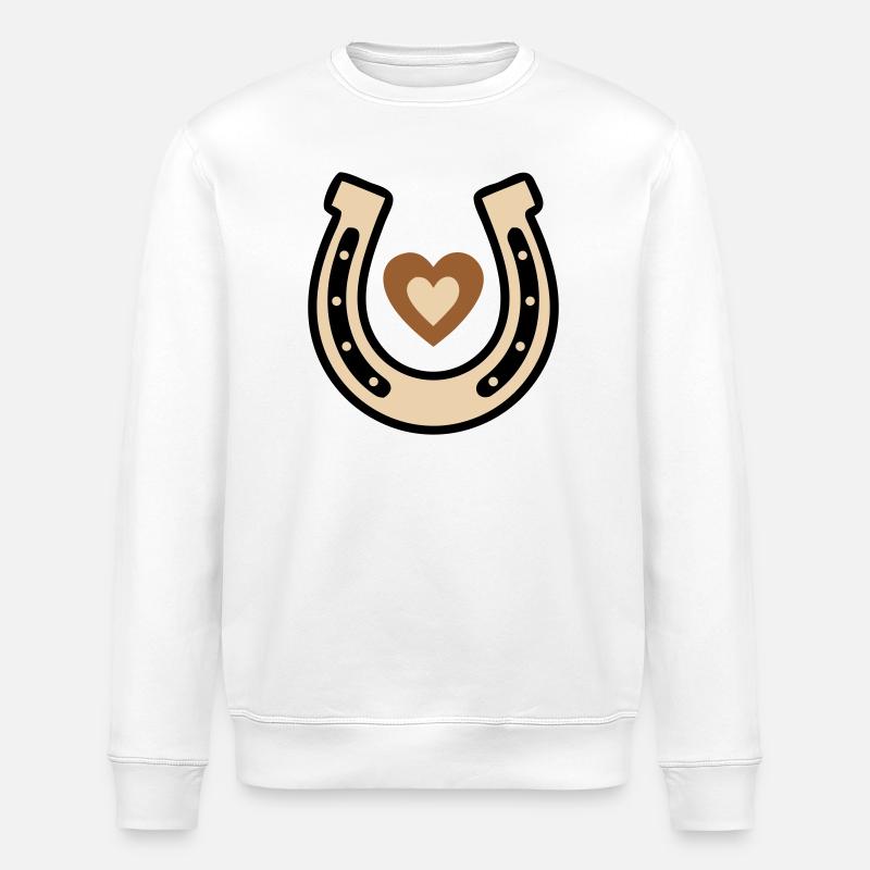 Hufeisen Herz Glücksbringer Reiten - Stanley/Stella Unisex Bio-Sweatshirt ROLLER - Weiß