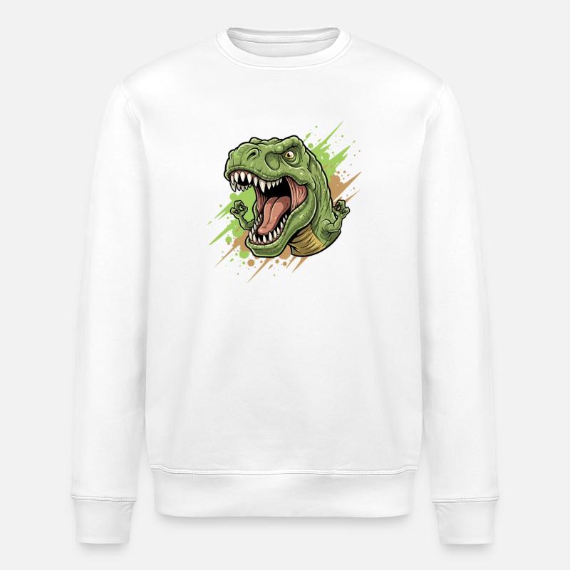 Wütender T Rex mit Farbschwall - Stanley/Stella Unisex Bio-Sweatshirt ROLLER - Weiß