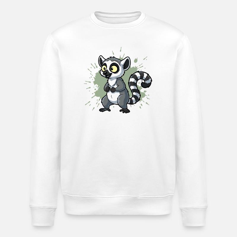 Kawaii Lemur Gelbe Augen - Stanley/Stella Unisex Bio-Sweatshirt ROLLER - Weiß