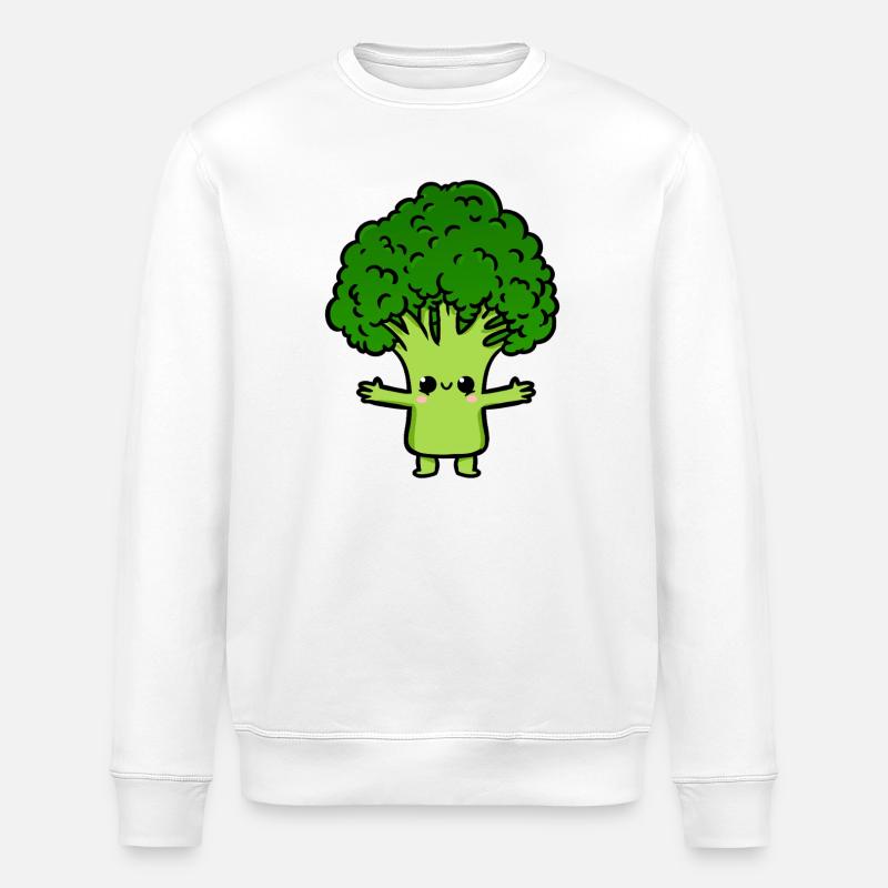 Kawaii Brokkoli-Buddy-Illustration - Stanley/Stella Unisex Bio-Sweatshirt ROLLER - Weiß