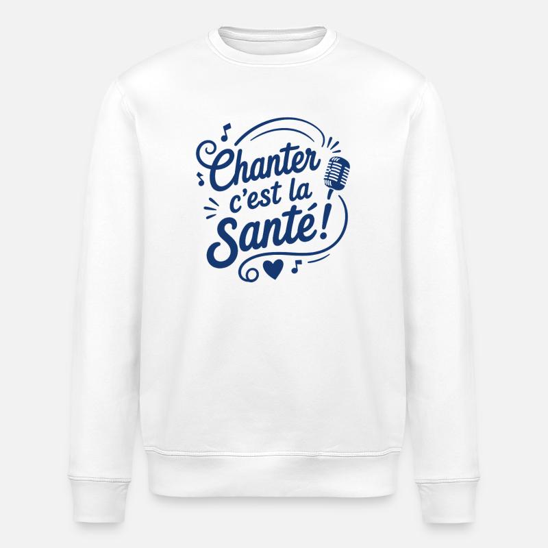 Chanter c’est la Santé Microphone - Sweat bio ROLLER Stanley/Stella Unisexe - blanc