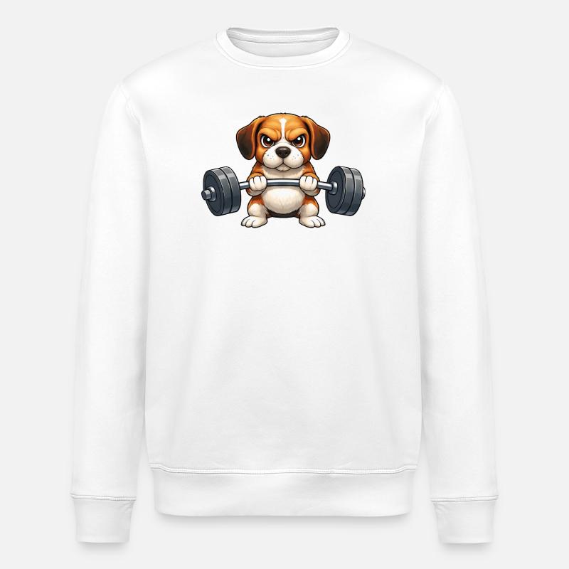 Great Dane Dumbbell Hero - Stanley/Stella ROLLER Unisex Organic Sweatshirt - white