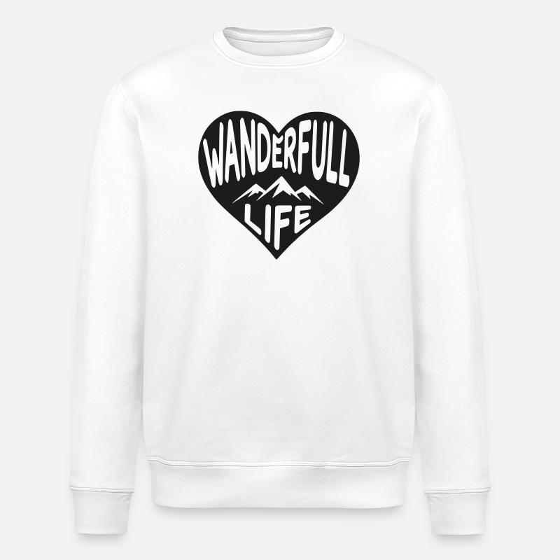Wanderfull Life Wander-Herz mit Bergsilhouette - Stanley/Stella Unisex Bio-Sweatshirt ROLLER - Weiß