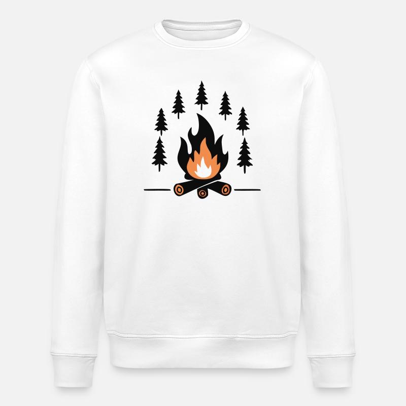 Cozy Campfire Forest - Stanley/Stella ROLLER Unisex Organic Sweatshirt - white
