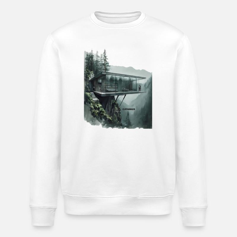 CLIFFHANGER – Moderne Architektur Glasvilla - Stanley/Stella Unisex Bio-Sweatshirt ROLLER - Weiß