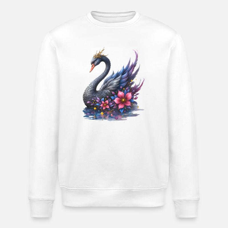 Fantasie-Blumenschwan - Stanley/Stella Unisex Bio-Sweatshirt ROLLER - Weiß