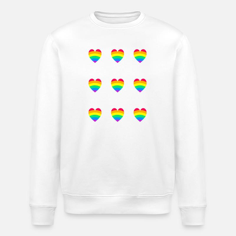 LGBT Pride Rainbow Hearts - Stanley/Stella Unisex Bio-Sweatshirt ROLLER - Weiß