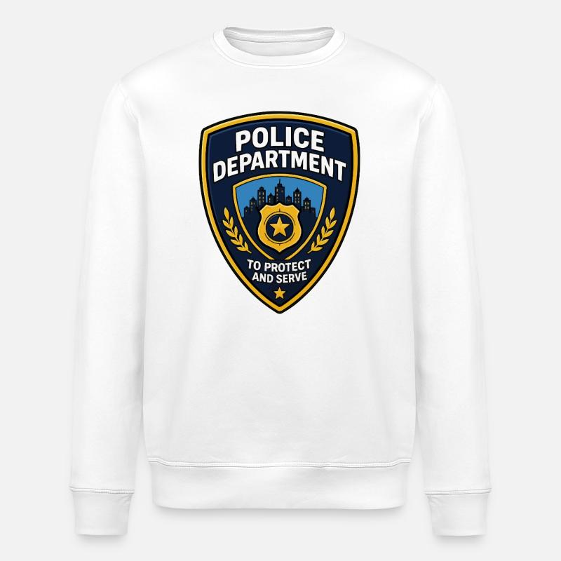 Polizei Abzeichen Patch Stadt Skyline - Stanley/Stella Unisex Bio-Sweatshirt ROLLER - Weiß