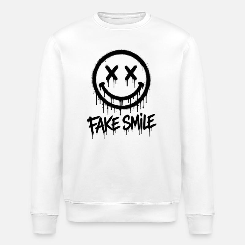 Graffiti de faux sourire - Sweat bio ROLLER Stanley/Stella Unisexe - blanc