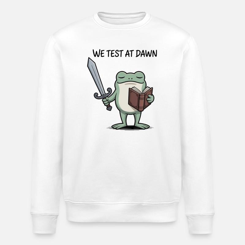 Dawn Frog Knight: Sword & Book - Stanley/Stella ROLLER Unisex Organic Sweatshirt - white