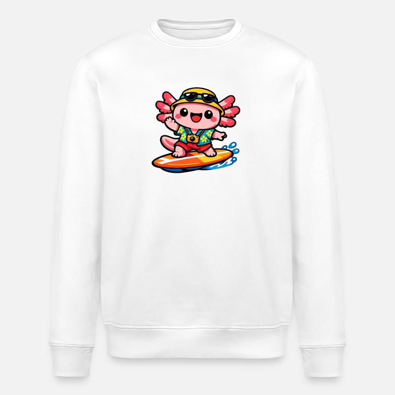 Kawaii Strandheld Surfabenteuer - Stanley/Stella Unisex Bio-Sweatshirt ROLLER - Weiß