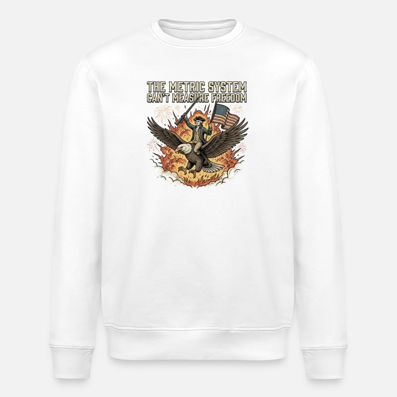 The metric system cannot measure freedom - Stanley/Stella ROLLER Unisex Organic Sweatshirt - white