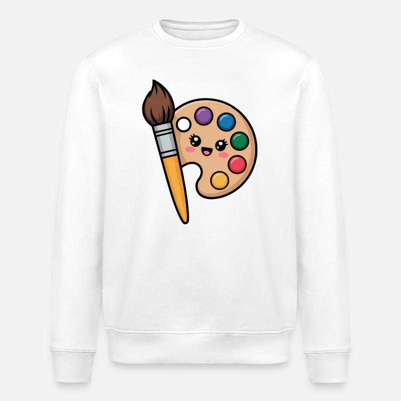 Painter Brush and Paint Palette - Stanley/Stella ROLLER Unisex Organic Sweatshirt - white