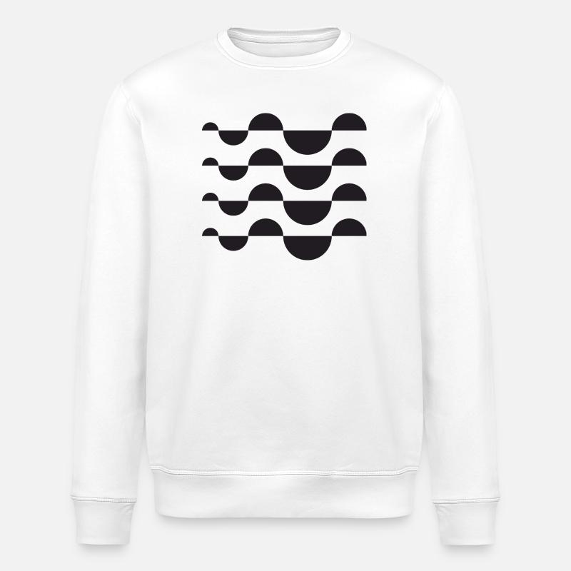 Monochrome Wave Circle Grid - Stanley/Stella ROLLER Unisex Organic Sweatshirt - white