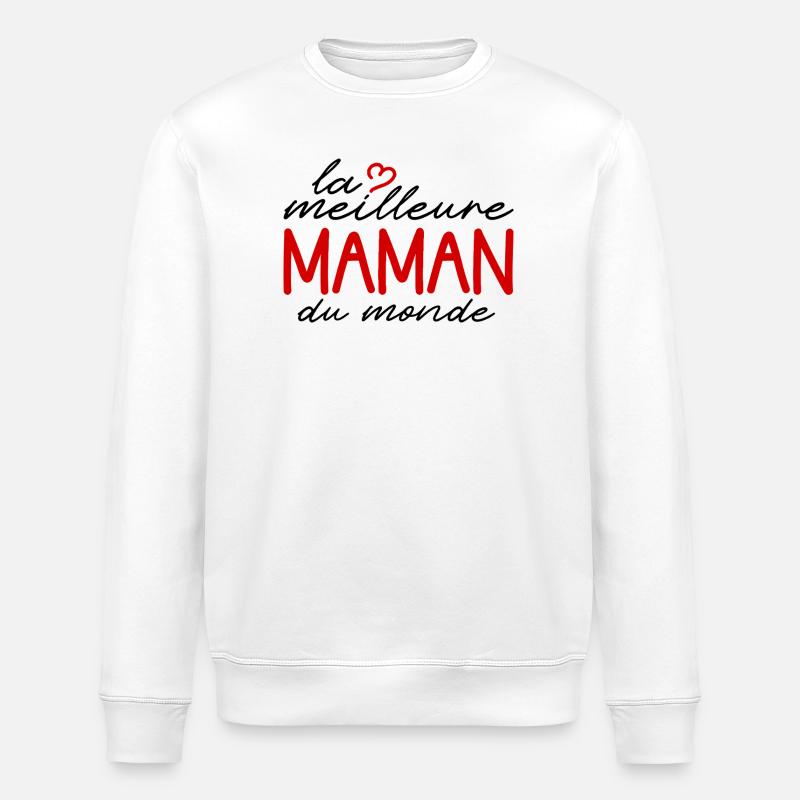 MAMAN Coeur Rouge Logo Lettré - Sweat bio ROLLER Stanley/Stella Unisexe - blanc