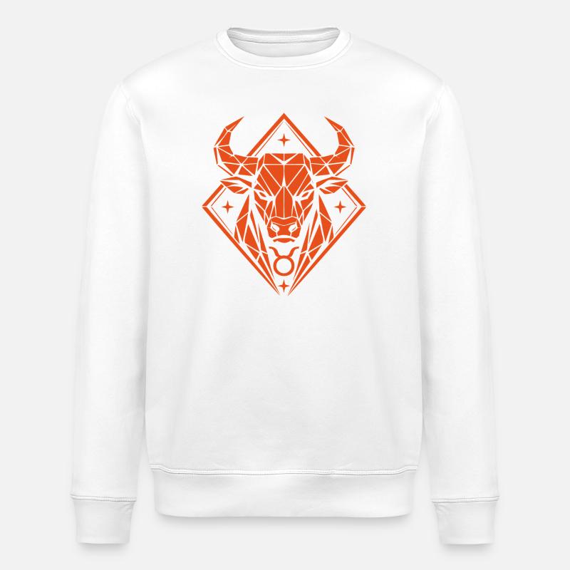 Geometric Bull – Stärke pur - Sternzeichen Stier - Stanley/Stella Unisex Bio-Sweatshirt ROLLER - Weiß