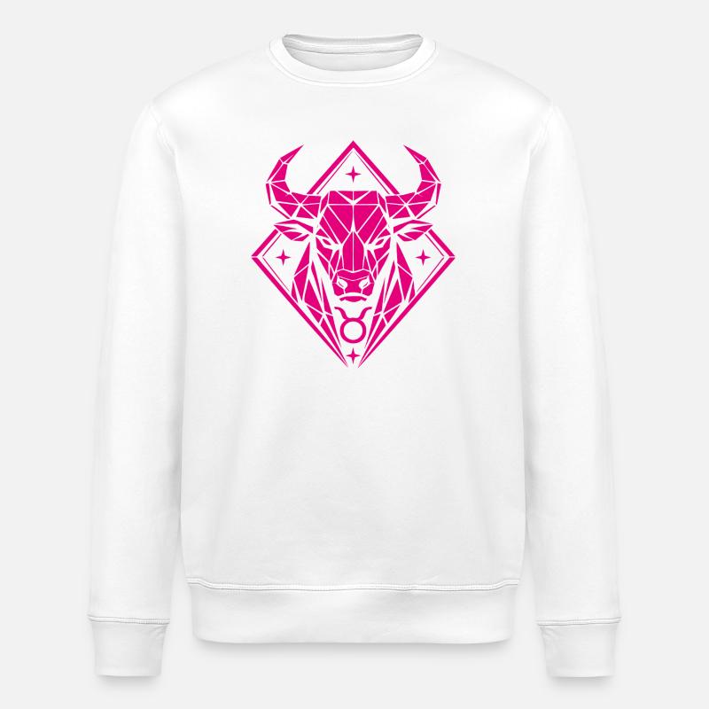 Geometric Bull – Stärke pur - Sternzeichen Stier - Stanley/Stella Unisex Bio-Sweatshirt ROLLER - Weiß