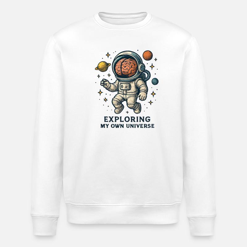 Kosmischer Kopfastronaut - Stanley/Stella Unisex Bio-Sweatshirt ROLLER - Weiß