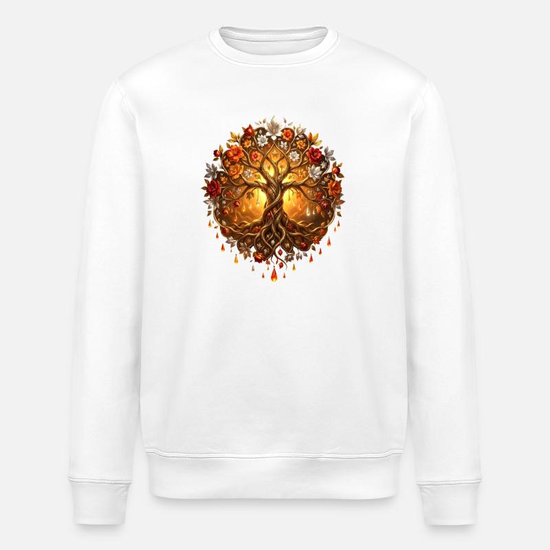Arbre de Feu dans Mandala - Sweat bio ROLLER Stanley/Stella Unisexe - blanc