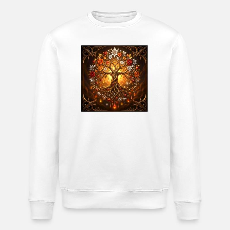 Luminescent Life Tree - Stanley/Stella ROLLER Unisex Organic Sweatshirt - white
