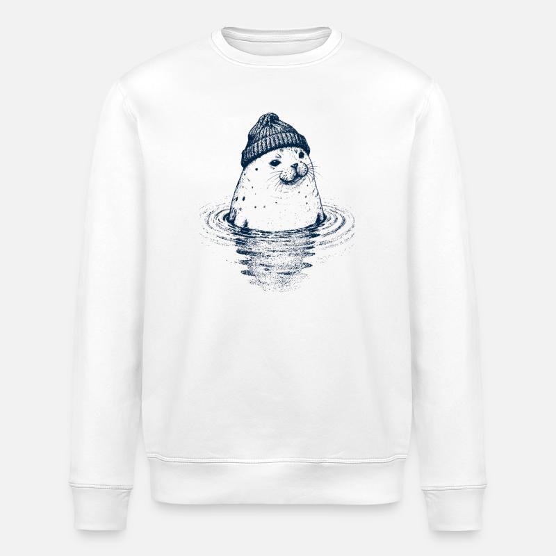 Seal with cap - Stanley/Stella ROLLER Unisex Organic Sweatshirt - white