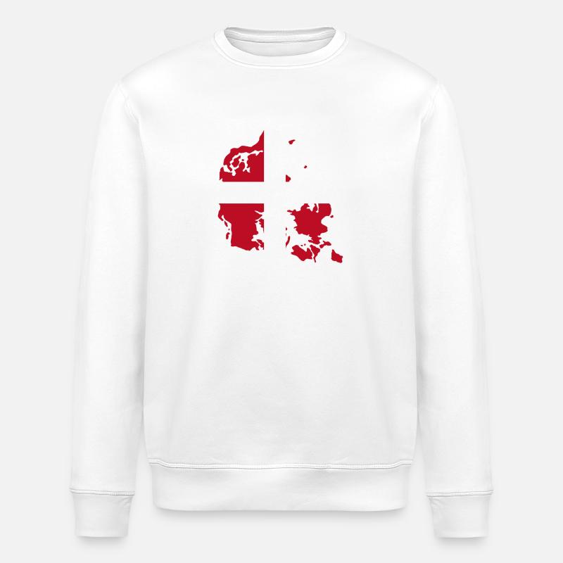 Denmark Flag Map - Stanley/Stella ROLLER Unisex Organic Sweatshirt - white