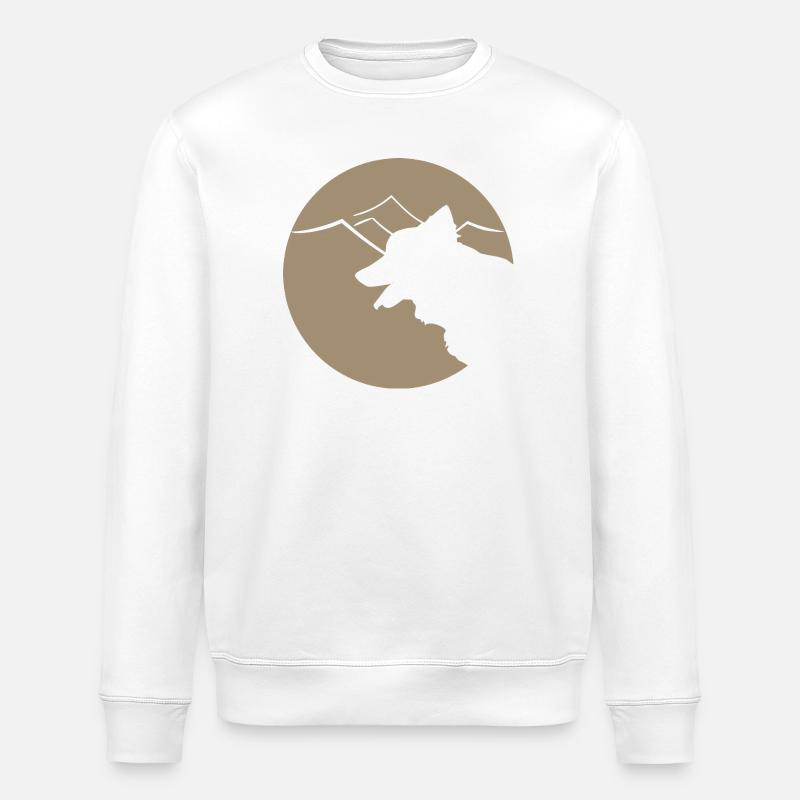 Hundsilhouette im Gebirge oder Dünen - Stanley/Stella Unisex Bio-Sweatshirt ROLLER - Weiß