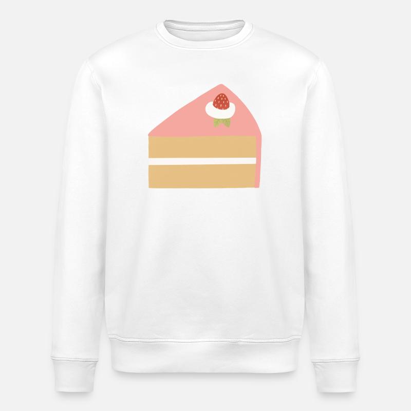 Rosa Erdbeerkuchen-Scheibe Illustration - Stanley/Stella Unisex Bio-Sweatshirt ROLLER - Weiß
