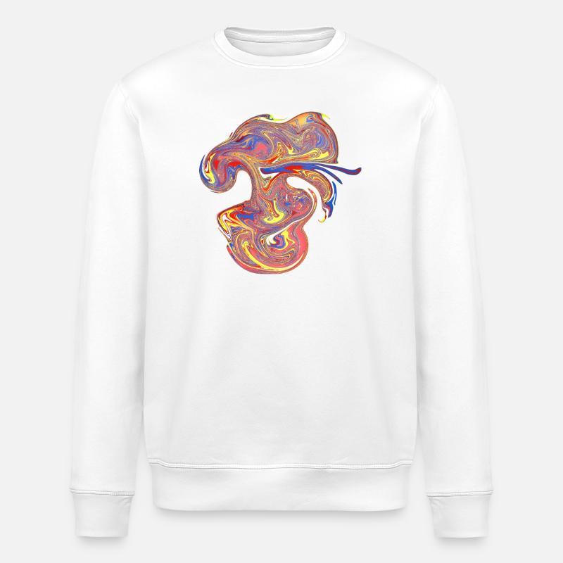 Psychedelic Marble Swirls - Stanley/Stella ROLLER Unisex Organic Sweatshirt - white