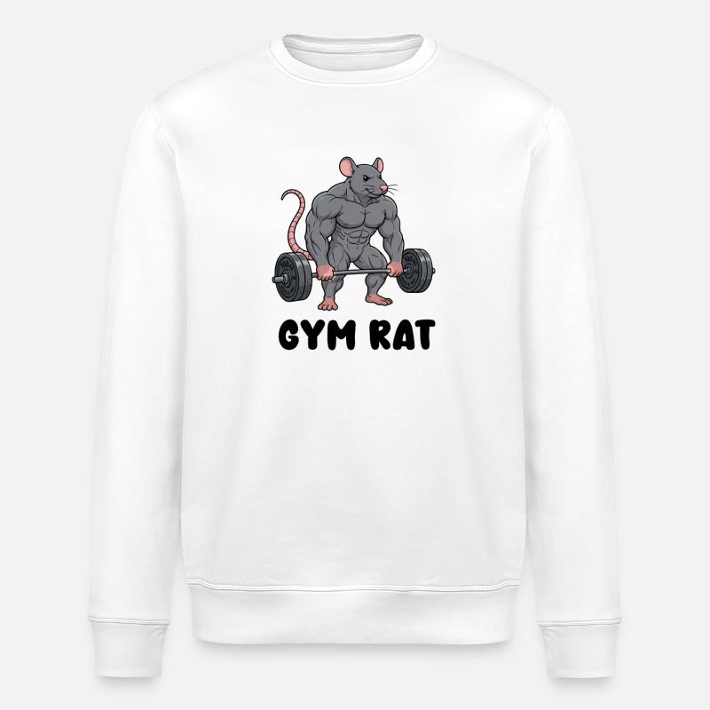 Muskulöse Ratte im Comic Stil - Stanley/Stella Unisex Bio-Sweatshirt ROLLER - Weiß