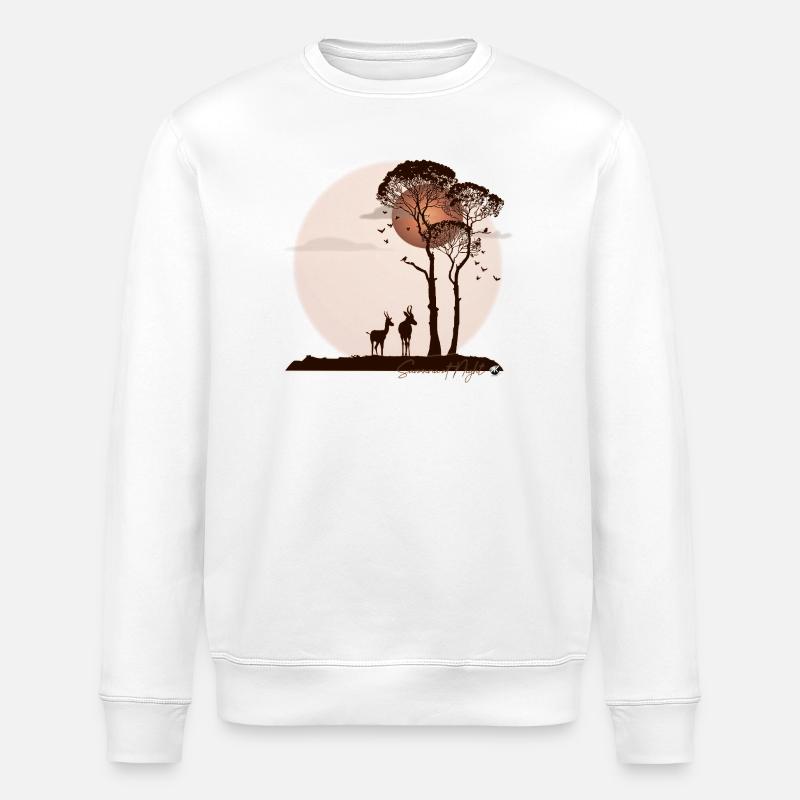 Savane africaine la nuit - Sweat bio ROLLER Stanley/Stella Unisexe - blanc